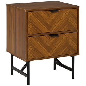 HOMCOM Bedside Table, Nightstand for Bedroom, End Side Table, Walnut Brown