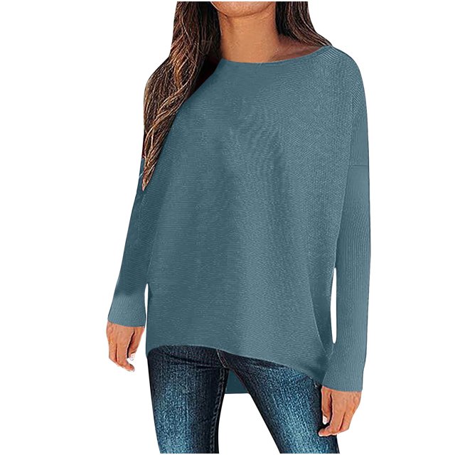 Besolor Womens Spring Fall Tunic Tops Ladies Crewneck Long Sleeve T-Shirt Casual Solid Color Spring Fall Going out Blouse