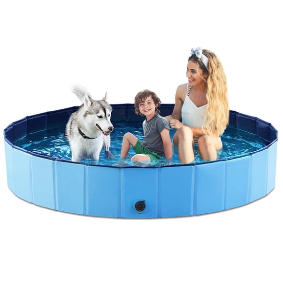 Jasonwell Foldable Dog Pool Collapsible Hard Plastic Dog Swimming Pool Portable Kiddie Pool Pet Pool Doggie Wading Pool Bath Tub for Puppy Small Medi