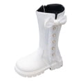 thumbnail image 1 of Curenmufel Riding Boots for Girls Girl's Rhinestone Round Toe Knee High Chunky Low Heel Boot Size 12 (White,Little Kids 12), 1 of 6