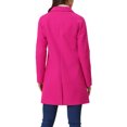 thumbnail image 3 of Allegra K Women's Double Breasted Lapel Raglan Long Sleeve Mid Length Overcoat L Hot Pink, 3 of 6