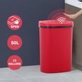 thumbnail image 1 of 13 Gallon Kitchen Trash Can Automatic Stainless-Steel Garbage Can with Touch-Free & Motion Sensor, Anti-Fingerprint Mute Designed Brushed Trash Bin,Red, 1 of 8