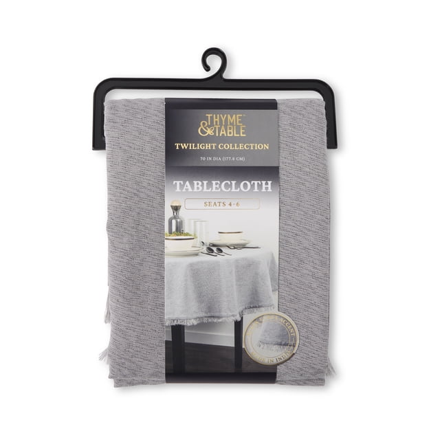 Thyme & Table 70" Round Tablecloth, Gray Lurex