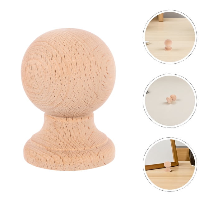 GOOHOCHY 2Pcs Wooden Ball Finial Khaki Support Column For Living Room Decoration