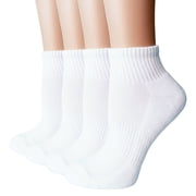 GDREDA Women's Moisture Wicking Athletic Low Cut Ankle Cotton Socks Cushion or Non Cushion Comfortable 4/6/10 Pairs (White,One Size)