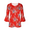 thumbnail image 2 of Hauts à Manches 3/4 pour Femmes Femmes Été Aguichant Plissé Imprimé Régulier Femmes Manches 3/4 Col en V Boutons Hauts Blouse Hauts d'Été pour Femmes Aguichant Aguichant Hauts d'Été pour Femmes Hauts d'Été Aguichant pour Femmes, 2 of 5