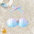 thumbnail image 3 of Kcodviy Strappy Seashell Bikini Top Bathing Suit Shorts Women Set Gradient Swim Tops Push Mesh Swimsuit Top Up Bathing Suit Tops Ladies Swim Wear with Underwire, 3 of 6