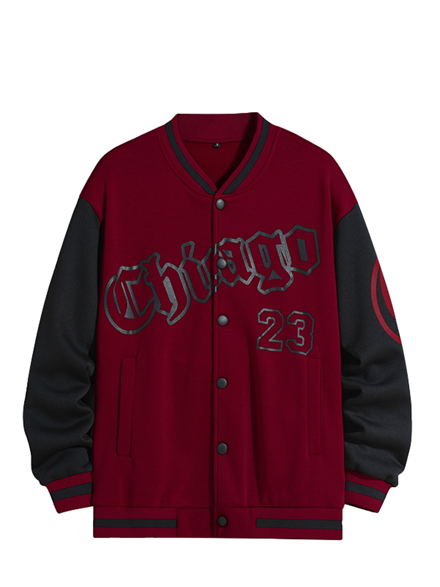 Faithtur Men's Spring Autumn Casual Coat Long Sleeve Letter Printed Button Up Contrast Color Baseball Jacket