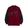 thumbnail image 1 of Faithtur Men's Spring Autumn Casual Coat Long Sleeve Letter Printed Button Up Contrast Color Baseball Jacket, 1 of 4
