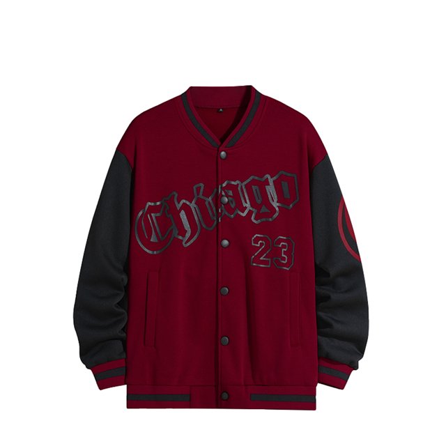 Faithtur Men's Spring Autumn Casual Coat Long Sleeve Letter Printed Button Up Contrast Color Baseball Jacket