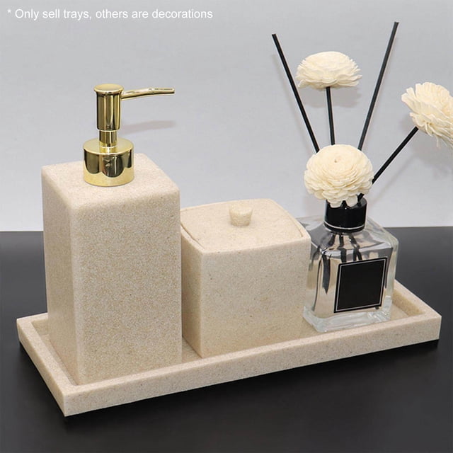 tredstone Vanity Tray Desktop Organizer Tealight Plate for Countertop Hotel Decor Stone Gray