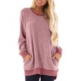 thumbnail image 2 of CEHVOM Blouse d'Été Décontractée à Manches Longues pour Femmes Col Rond Hauts Unis T-Shirt Liquidation, 2 of 7