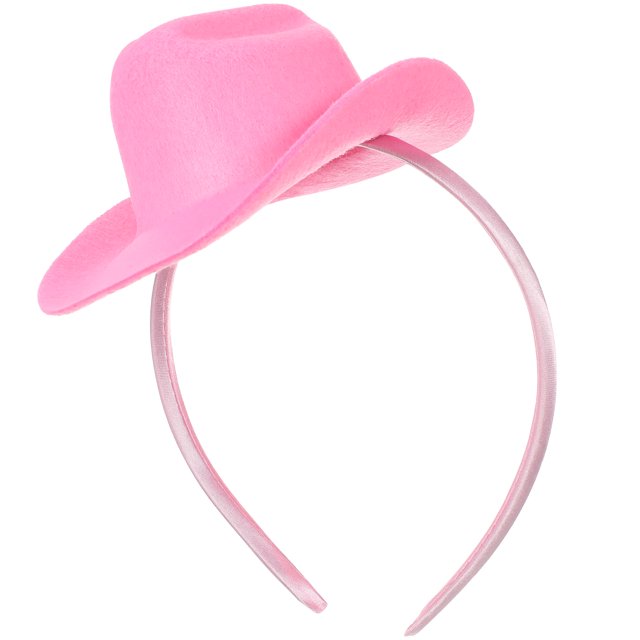 Pink Fashionable Mini Cowboy Hat Headband for Hair Use Made of Polyester Comfortable and Elastic