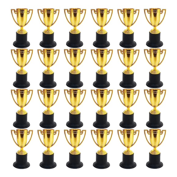Lot de 24 Mini Trophées pour Enfants, Gobelets Trophées en Plastique Doré, pour Cadeaux de Fête, Récompenses, Sports, Compétitions