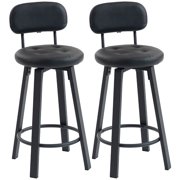 HOMCOM Bar Stools Set of 2, Swivel Counter Height Barstools Black