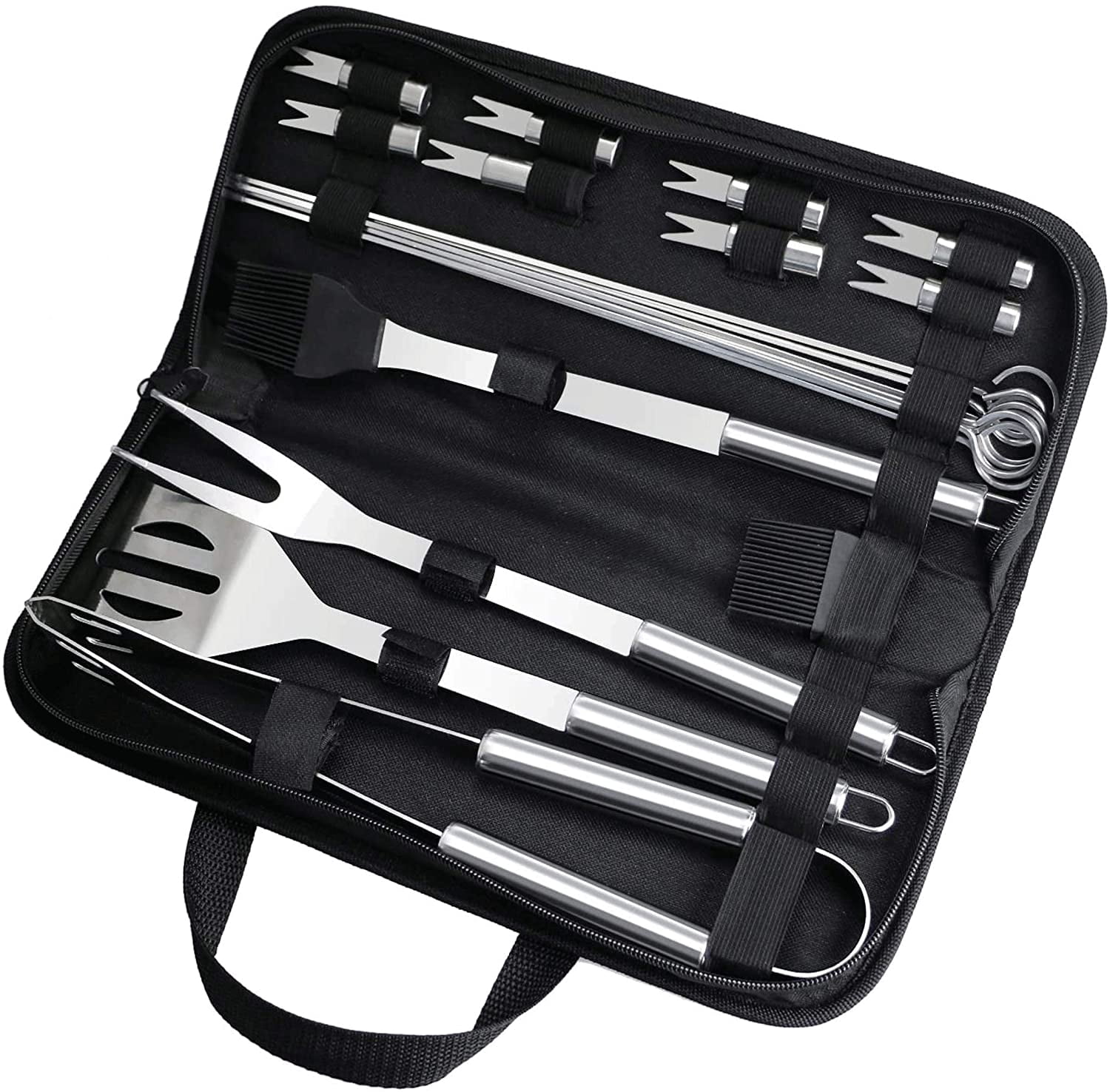 20Pcs Bbq Utensils, Stainless Steel Barbecue Kit Bbq Accessories Tools Kitchen Sets Bbq Grill Accessories With Bbq Tongs