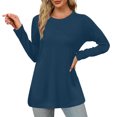 thumbnail image 1 of Timegard Womens Tops Crewneck Long Sleeve Solid Color Comfy Warm Basic Tee Fall Winter Casual Tunic Tops, 1 of 4