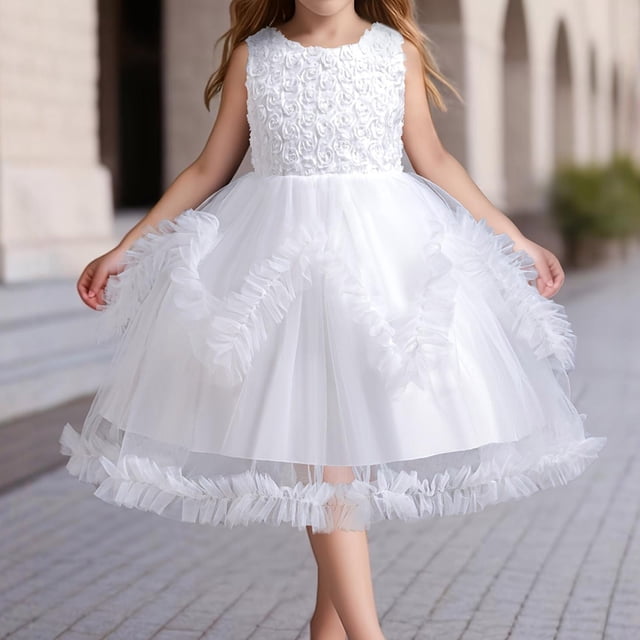 Robes pour Fille, Robe en Tulle à Volants pour Bébé, Robes d'Été pour Filles, Robe d'Anniversaire, Robes pour Bébé Fille 9-10 Ans