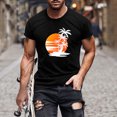 thumbnail image 1 of Meichang T-Shirts Graphiques pour Hommes T-Shirts à Col Rond Imprimés 3D Palmier Tropical Coucher de Soleil Coupe Régulière Manches Courtes T-Shirts d'Entraînement T-Shirts d'Été pour Muscles pour Hommes Liquidation Offres 2024 Noir TG, 1 of 5