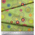thumbnail image 3 of Soimoi Green Poly Georgette Fabric Insect & Floral Clip Art Decor Fabric Printed BTY 52 Inch Wide, 3 of 3