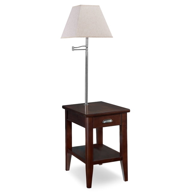 Leick Laurent Table d'Appoint en Étain avec Lampe en Cerisier Chocolat