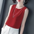 thumbnail image 4 of JDQJBZ Basic Undershirt Tanks Women's Plus Size Tank Tops Solid Color Round Neck Loose Pullover Sleeveless Shirt, 4 of 4
