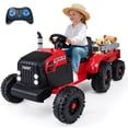thumbnail image 1 of Costway 24V Ride On Tractor for Kids Remote Control Music USB Port Soft Start Headlights Red, 1 of 10