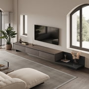 NessCarsti Mid-Century Modern TV Stand for 100" TVs, 78.7"-130"Black Walnut Console with Storage