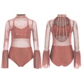 thumbnail image 1 of TSSOE Kids Girls Sparkly Rhinestone Dance Leotard Sheer Mesh Patchwork Bodysuit for Gymnastics Tumbling Dusty Pink 8, 1 of 4
