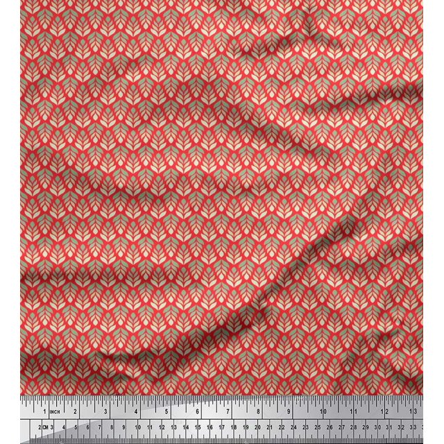 Soimoi Poly Georgette Fabric Leaves Small Fabric Prints by Yard 42 Inch Wide