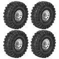 thumbnail image 3 of RC Tire, RC Wheel 1.8in Width Aluminum Alloy  For 1/10 RC Crawler Silver, 3 of 8