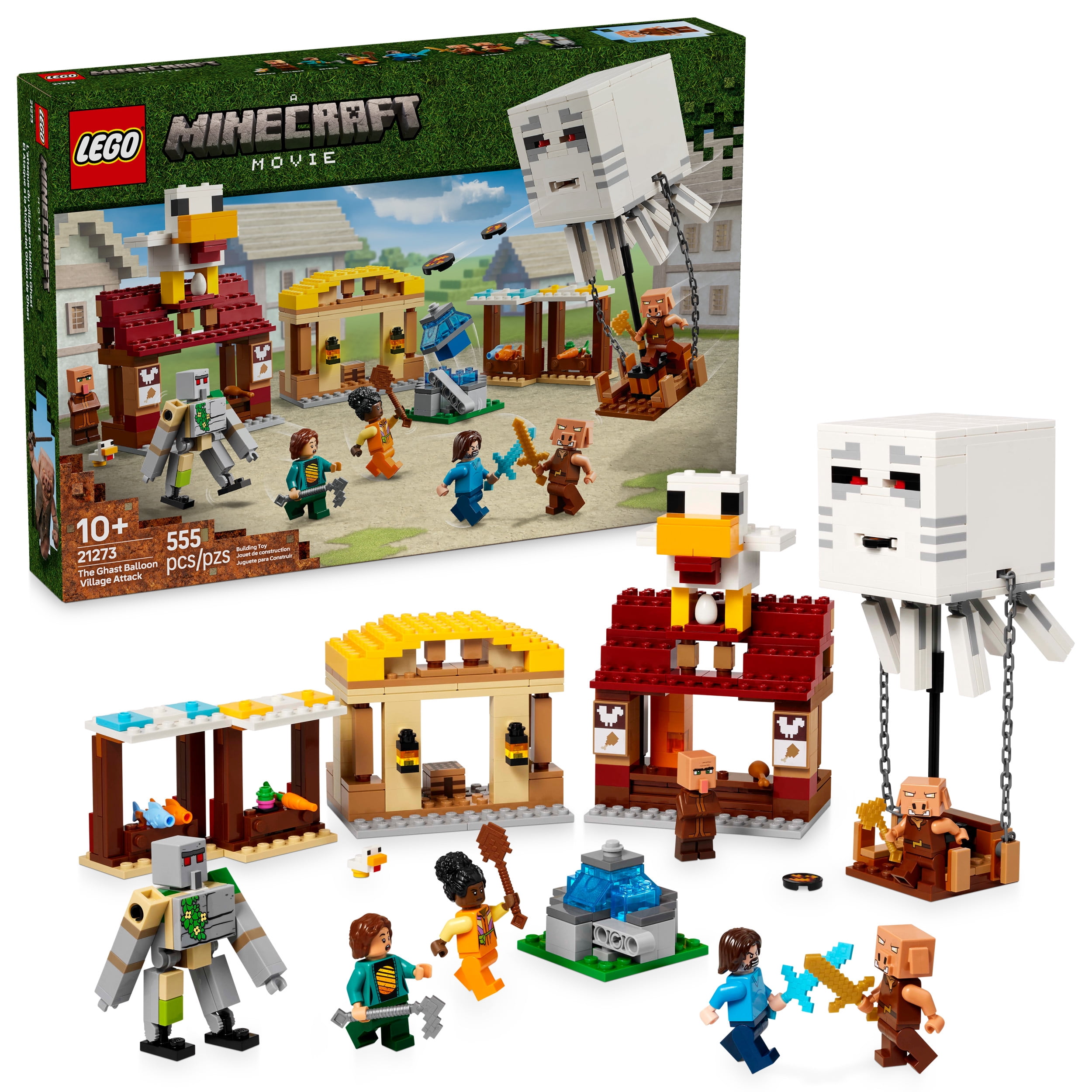 LEGO Minecraft The Ghast Balloon Village Attack- Toy Building Set for Kids, Girls and Boys Ages 10+ - Includes Steve, Natalie, and Dawn Minifigures - Birthday Gift Idea - 21271