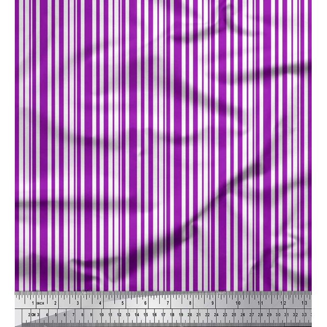 Soimoi Purple Moss Georgette Fabric Vertical Stripe Decor Fabric Printed Yard 42 Inch Wide