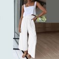thumbnail image 2 of B91xZ Pantalon de Jogging pour Femmes, Ample, Droit, Jambe Grand, avec Poches, Mode Urbaine, Blanc TTG, 2 of 5