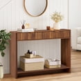 thumbnail image 2 of Wirrytor Console Table with Storage, Modern Sofa Table for Living Room, Narrow Sofa Table with Wood 2 Drawer and Open Storage Shelf, Hallway Table and Couch Table Behind Sofa,Walnut, 2 of 7