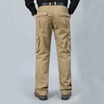 thumbnail image 4 of RXIRUCGD Men's Solid Color Pocket Workwear Pantscasual Straight Leg Pants, Khaki, Size: L, 4 of 6