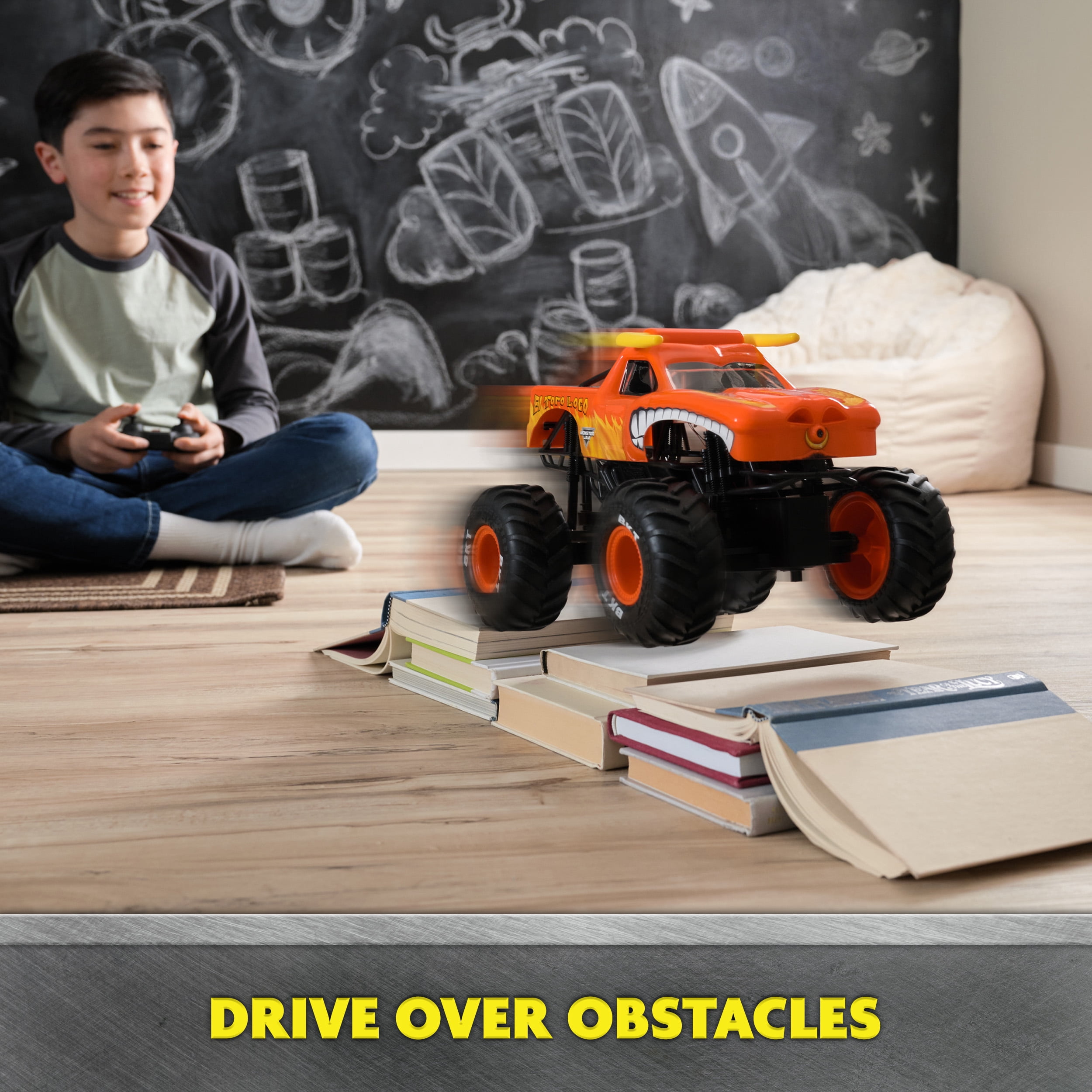 Monster Jam, Monster truck El Toro Loco RC avec brumisateur à effets de fumée, échelle 1:15, jouets pour garçons et filles à partir de 3 ans