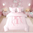 thumbnail image 1 of Erosebridal Literie Princesse avec Nœud Format Double, Ensemble de Lit Rose Motif Buffalo Format Double, Déco Lettre Initiale Y, Réversible 7 Pcs, 1 of 1