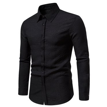 TIMIFIS Men's Dress Shirts Solid Long Sleeve Stretch Wrinkle-Free Formal Shirt Business Casual Button Down Shirts-Coffee - Fall