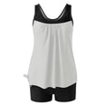 thumbnail image 4 of UPPADA 2 Piece Full Coverage Swimsuits for Women Floral Athleti Crewneck Bathing Suits High Waisted Tummy Control Modest Swimwear Comfy Tankini Top with Shorts 2 Piece Suits for Women White,2xl, 4 of 5