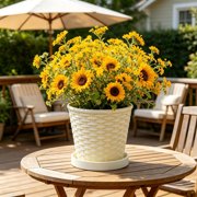 EGNMCR Home Decor, Room Decor, Wall Decor Imitation Bamboos Woven Texture Round Plastic Flower Pot And Home Decoration Flower Pot Green Plants And Succulents Pot Plastics plant pots