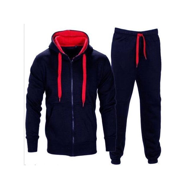 Innerwin Hoodies Color Block Men Sweatsuit Sports Zip Up Regular Fit Tracksuit Set Style-M 2XL