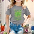 thumbnail image 2 of Ensemble de Pyjama Short pour Fille Haut pour Bébé Fille Enfant Filles Pâques Mignon Saint Pat Col Rond Manches Courtes T-Shirt Été Décontracté T-Shirt, 2 of 4