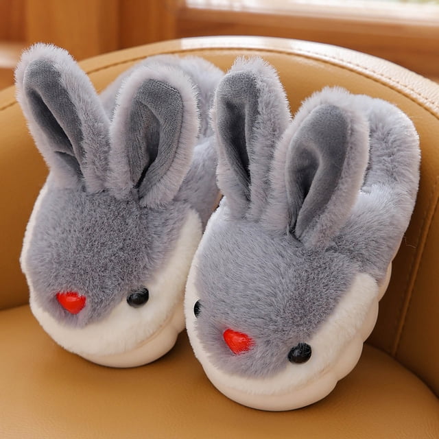 LSLJS Toddler Boys Girls Cute Slippers Children's Winter Rabbit Boys/Girls' Warm Non Slip Home Plush Slippers