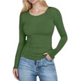 thumbnail image 1 of Hauts Ajustés Côtelés d'Automne - T-Shirt à Col Rond à Manches Longues Extensible, Décontracté, Basique pour Femmes, 1 of 7