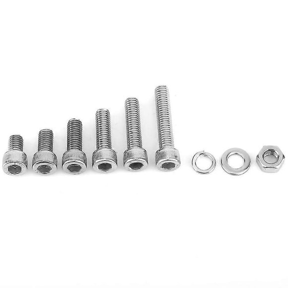 Head Screw Set - M3-M8 Stainless Steel SS304 Hex Socket Cap Head Screws with Hex Nut Washers Assortment(M6 120pcs)