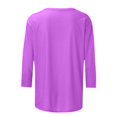 thumbnail image 5 of CHUANK T-Shirt Ajusté à Col Rond Mignon pour Femmes, Décontracté, Mi-Long, Manches 3/4, Blouse Extensible, Basique, Uni, Hauts, 5 of 5