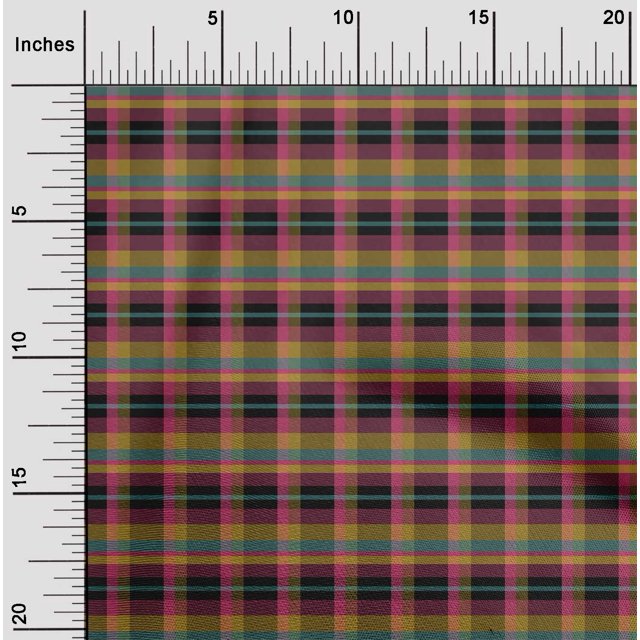 oneOone Polyester Lycra Fabric Madras Check Print Fabric By The Yard 56 Inch Wide