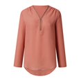 thumbnail image 3 of Kcodviy Bouton Femmes Dames Vêtements Chemise à Manches Longues Boutonnée Femmes Chemise Ample Chiffon Fermeture Éclair Chemise Chiffon Boutonnée Manches Longues Grande Taille Lin Blouse Ample Hauts, 3 of 5