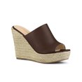 thumbnail image 1 of BLISSFUL STEP Chaussures pour Femmes Talon Compensé Bout Ouvert Espadrilles Mules à Plateforme Café 10, 1 of 7